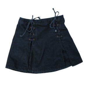 Free People Skirt Denim Blue Jean Lace Up Mini Women's Size 12